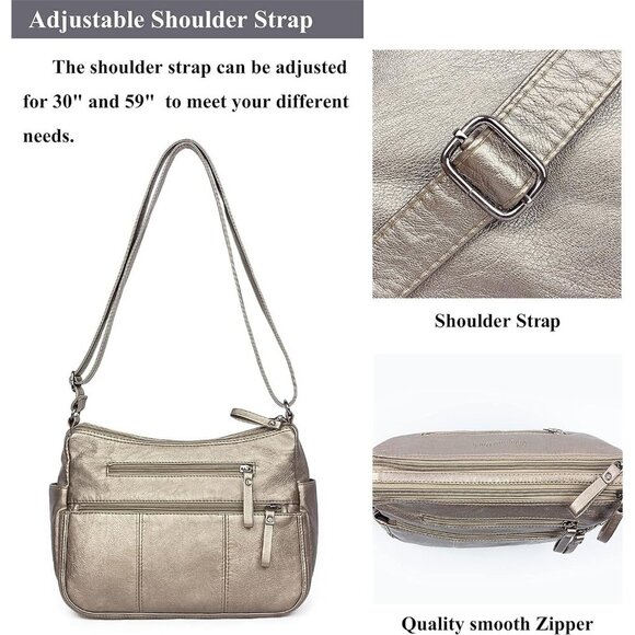 🆕 Volganik Rock PU Leather Shoulder Bag Women Silver Soft Pocketbooks Purse - Picture 7 of 7